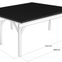 Skizze Doppelcarport Ralf, reinweißes Holz, rotes Blechdach, 600x600cm, Maße eingezeichnet.