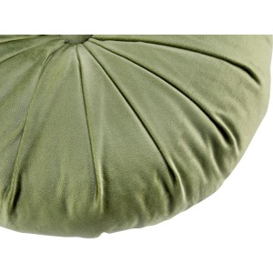 Rundes, grünes Kissen (Ø 40 cm) mit dekorativen Falten. Dekokissen für Wohnraum.
