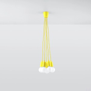 Gelbe Sollux Lighting Hängeleuchte Diego 5. Moderne Lampe für Kinder-, Wohn- und Schlafzimmer.