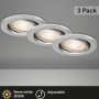 3er Set Briloner LED-Einbaustrahler in Aluminiumoptik, warmweiß und schwenkbar.