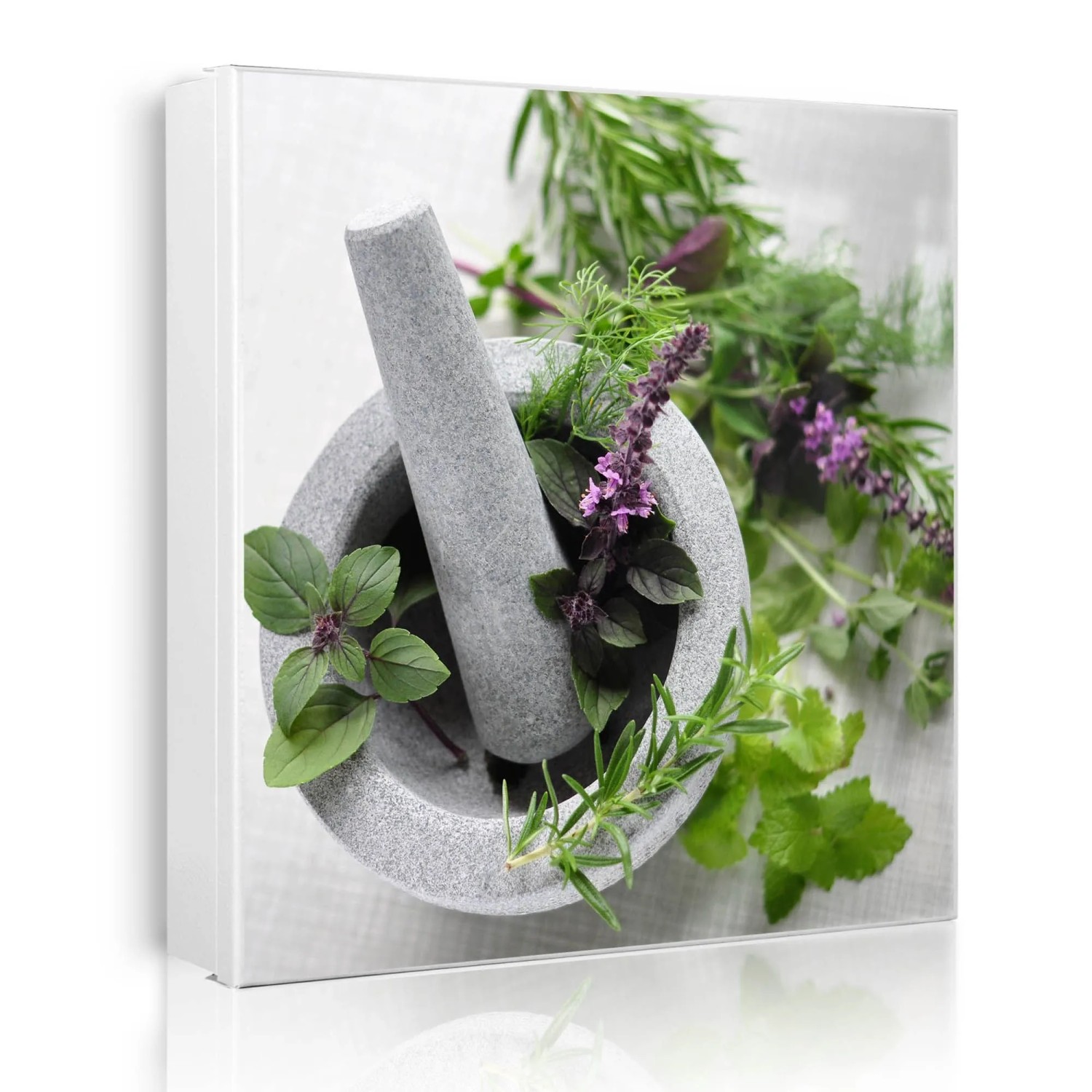 Banjado Großer Schlüsselkasten Metall 30x30cm Weiß Scharnier Links 50 Haken Beschreibbar Magnetisch Motiv Kräuter
