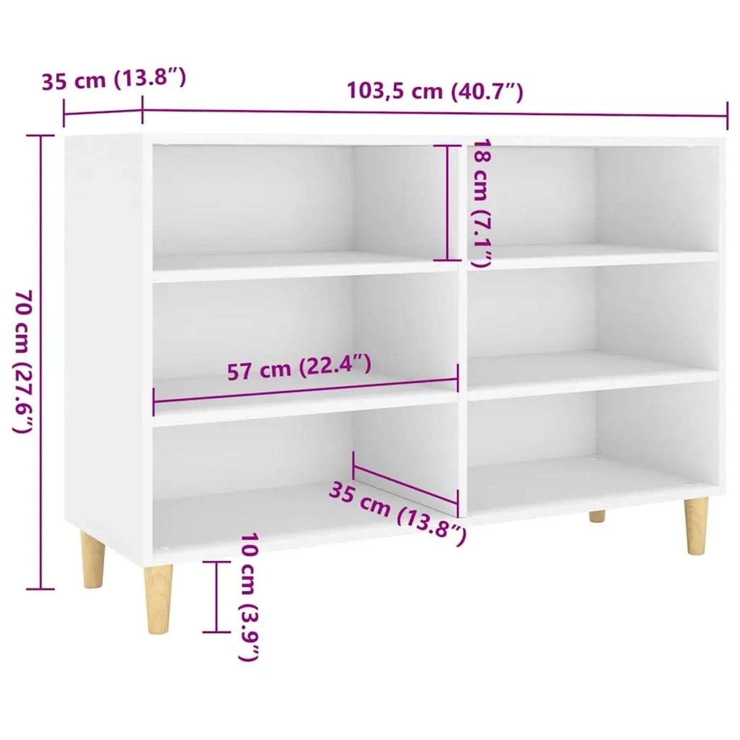 vidaXL Sideboard Weiß 103,5x35x70 cm Holzwerkstoff 806031_6
