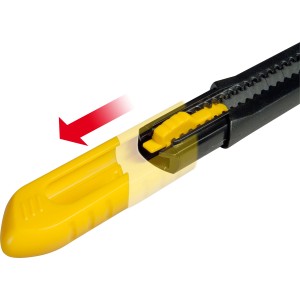 Stanley Cutter Messer SM 9 mm mit gelbem Schieber und schwarzem Gehäuse.