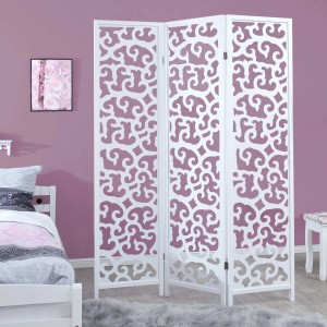 Homestyle4u 3-tlg. Paravent in Weiß 130x175 cm 895