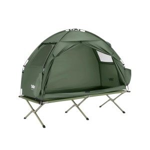 Grünes 3in1 Campingzelt für 1 Person mit Feldbett und Moskitonetz von SoBuy.