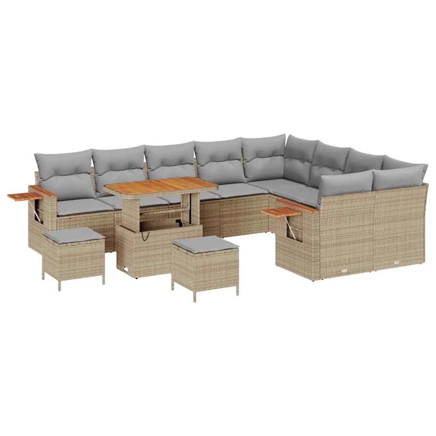 vidaXL Gartensofa-Set mit Kissen 13 Stk Beige und Hellgrau Poly-Rattan 3365 günstig online kaufen