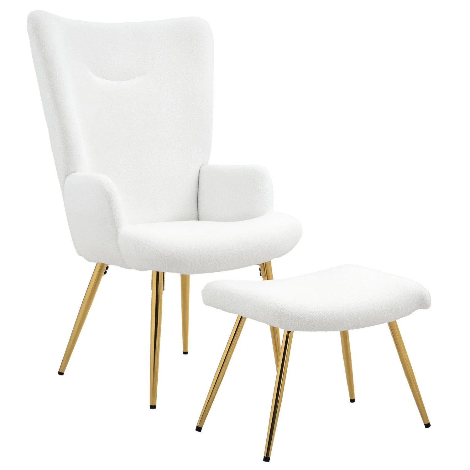 HOMCOM Ohrensessel mit Hocker Weiß 73 x 68 x 111 cm kaufen bei OBI