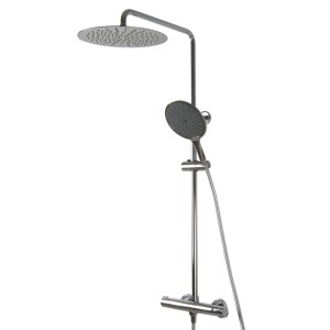 PaulGurkes Duschsystem mit Thermostat, Aufputz, 30cm Regendusche und XXL Duschbrause.