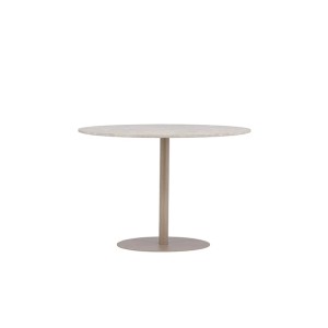 Beiger runder ebuy24 Lycke Esstisch Ø110 cm mit Marmor-Optik für Esszimmer.