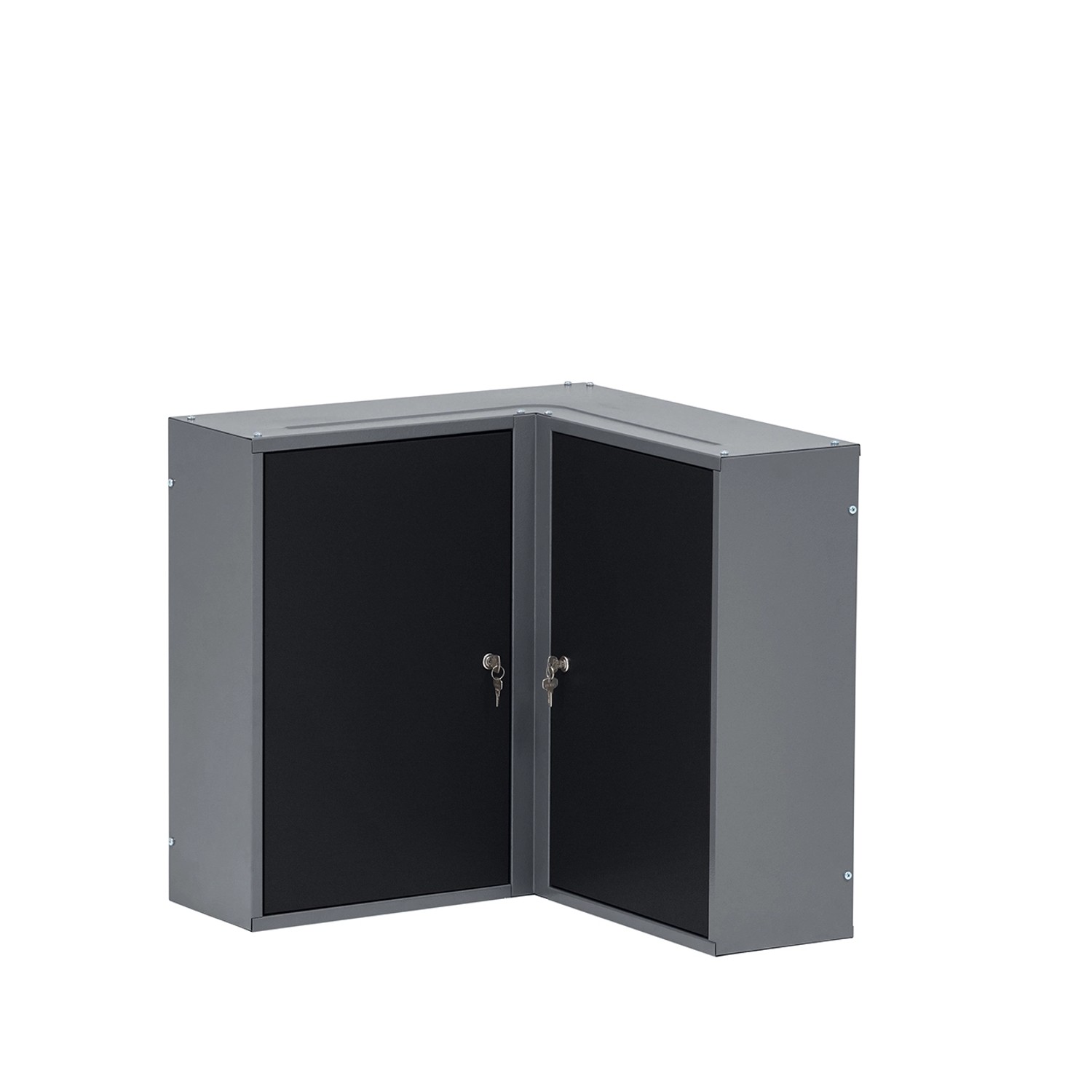 Küpper Eck-Hängeschrank 2-Türig mit 4 Fachböden 60 x 60 x 20 cm Schwarz-Hellgrau