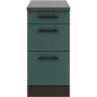 OPTIFIT Verona405 Unterschrank, 40 cm, Steingrün mit Schubladen und Arbeitsplatte.