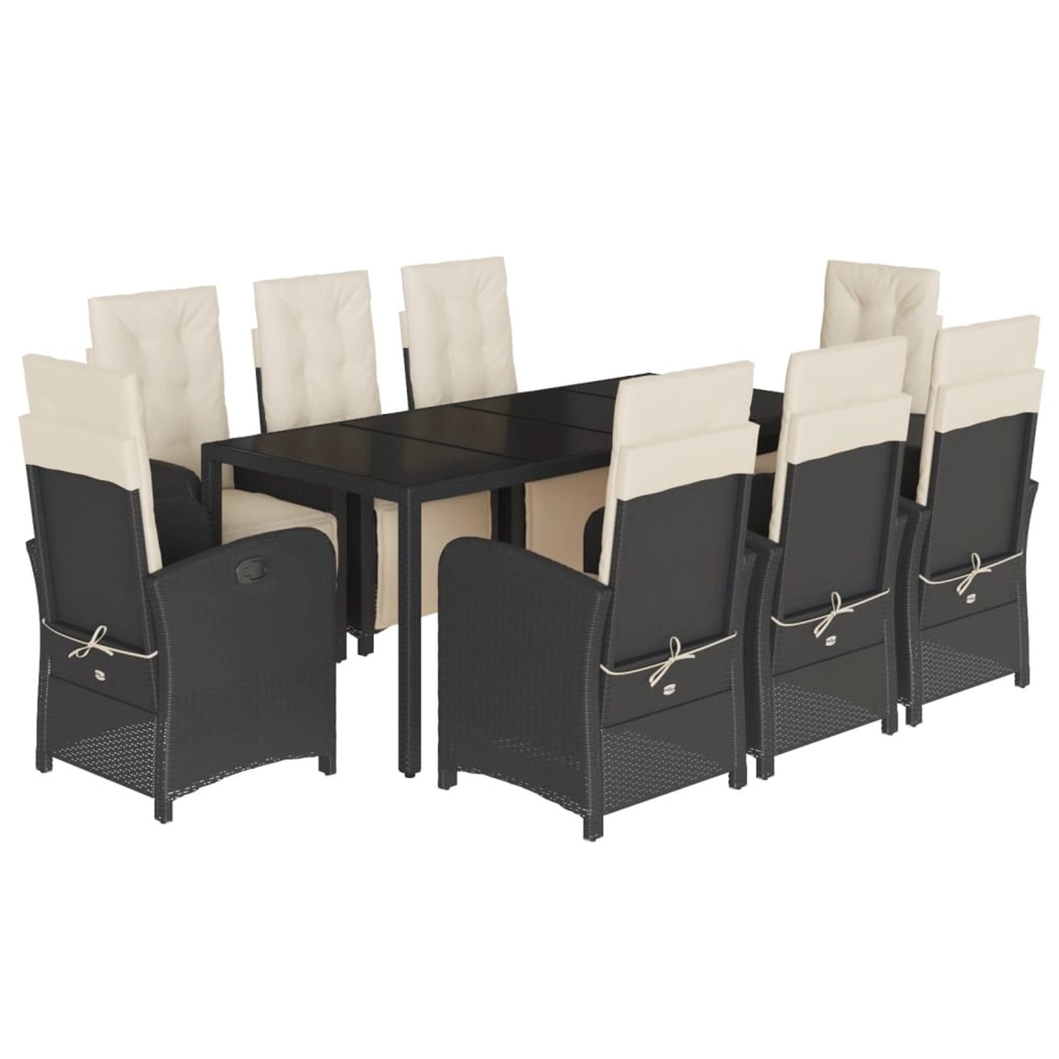 vidaXL 9-Tlg Garten-Essgruppe mit Kissen Schwarz Poly Rattan 3212455 günstig online kaufen