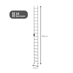 PROREGAL Stufen-Anlegeleiter mit 18 Stufen, Aluminium, ohne Traverse.