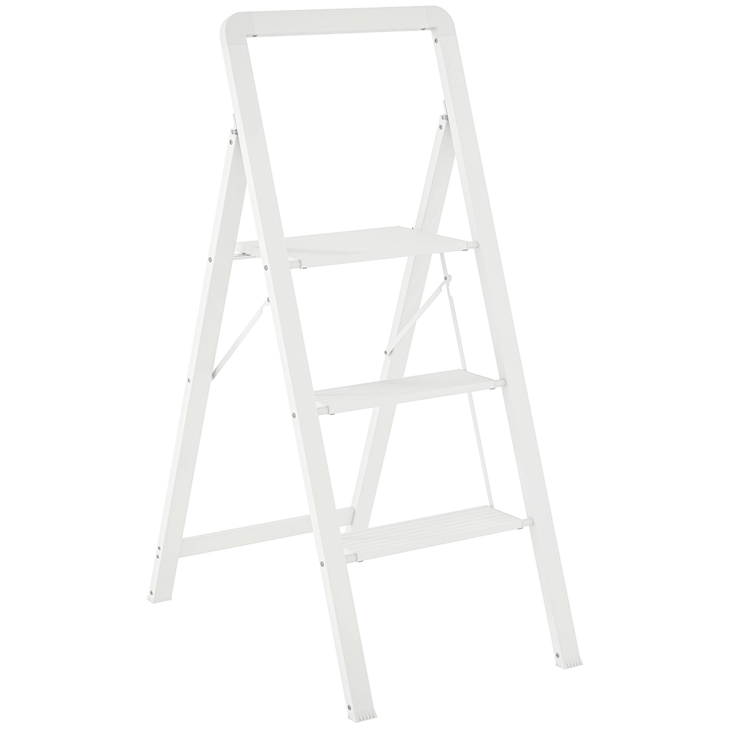 HOMCOM Trittleiter Aluminium 66,3L x 41,5B x 104,6H cm Weiß