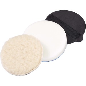 LUX Haftpolier-Set, 3-teilig, Ø 125mm, für Winkelschleifer: Handpad, Polierschwamm, Polierpad.