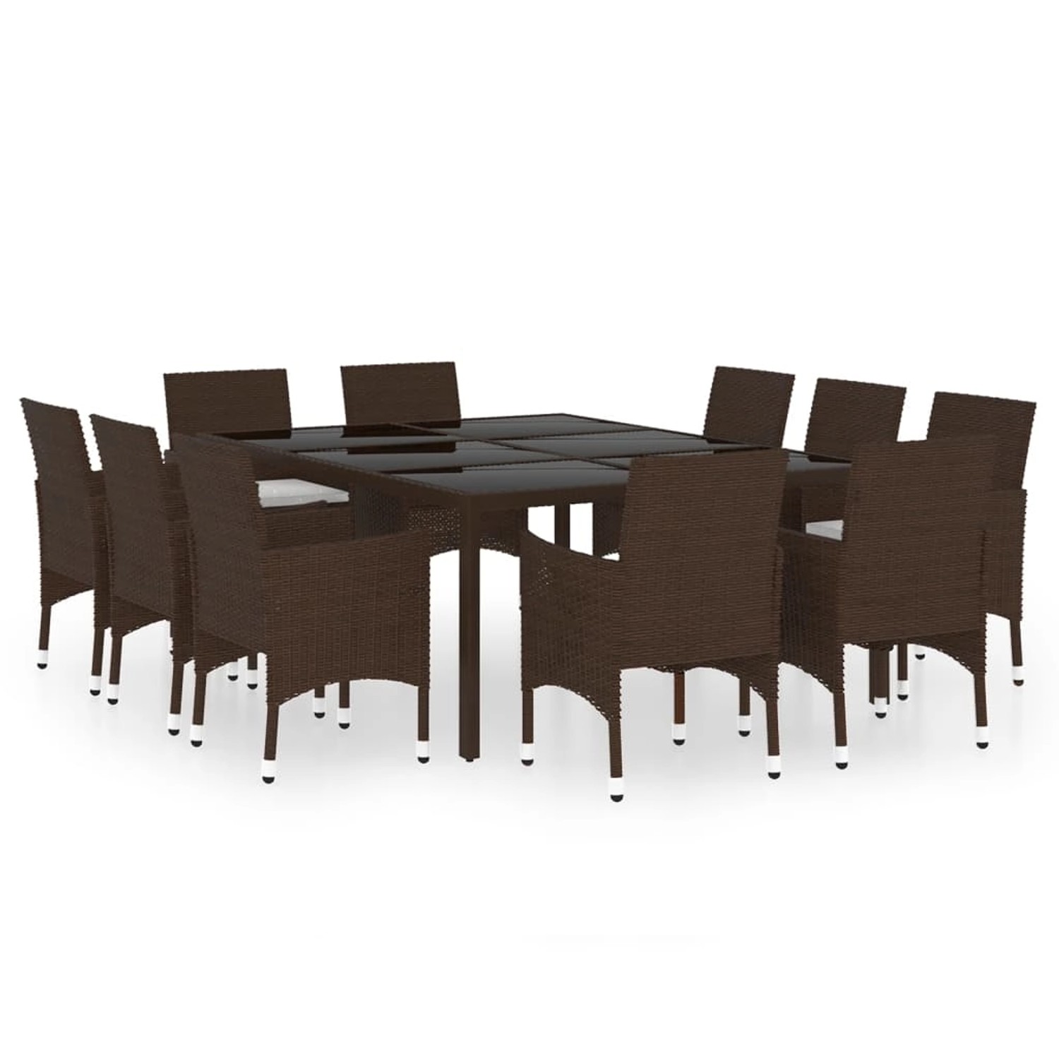 vidaXL 11-Tlg Garten-Essgruppe Poly Rattan Braun 3095932 günstig online kaufen