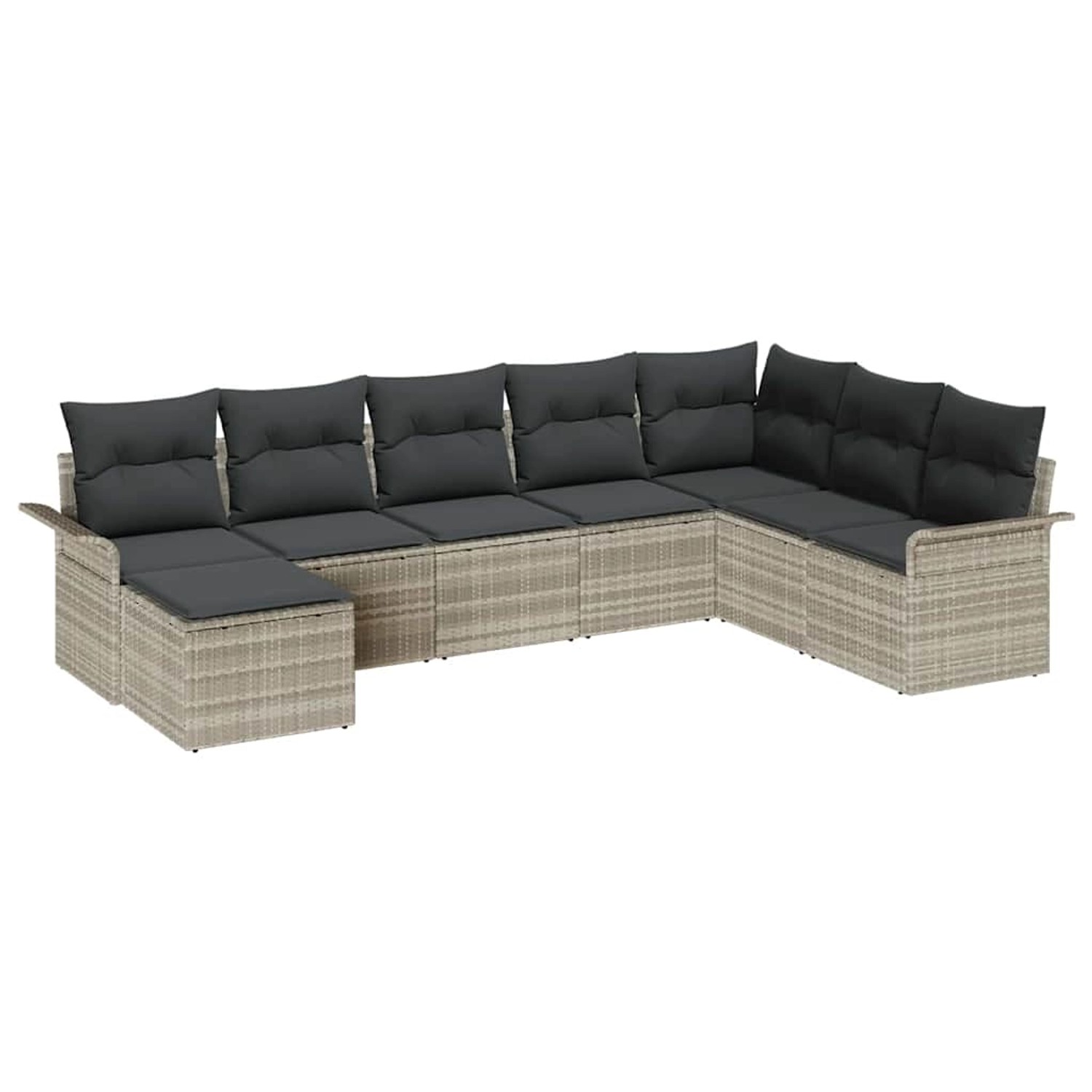 vidaXL 8-Teiliges Gartensofa-Set in Hellgrau aus Poly Rattan 3345482 günstig online kaufen