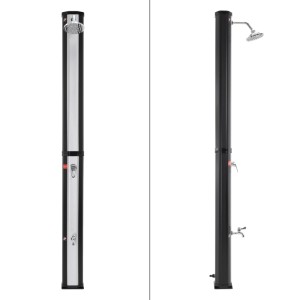 ML-Design Solardusche 35L 217cm Silber-Schwarz Fußdusche & Bodenplatte