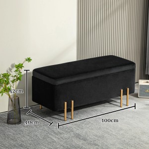 Schwarze HOMCOM Sitzbank mit Stauraum aus Samt und Holz, 100x40x42 cm.