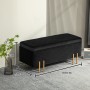 Schwarze HOMCOM Sitzbank mit Stauraum aus Samt und Holz, 100x40x42 cm.