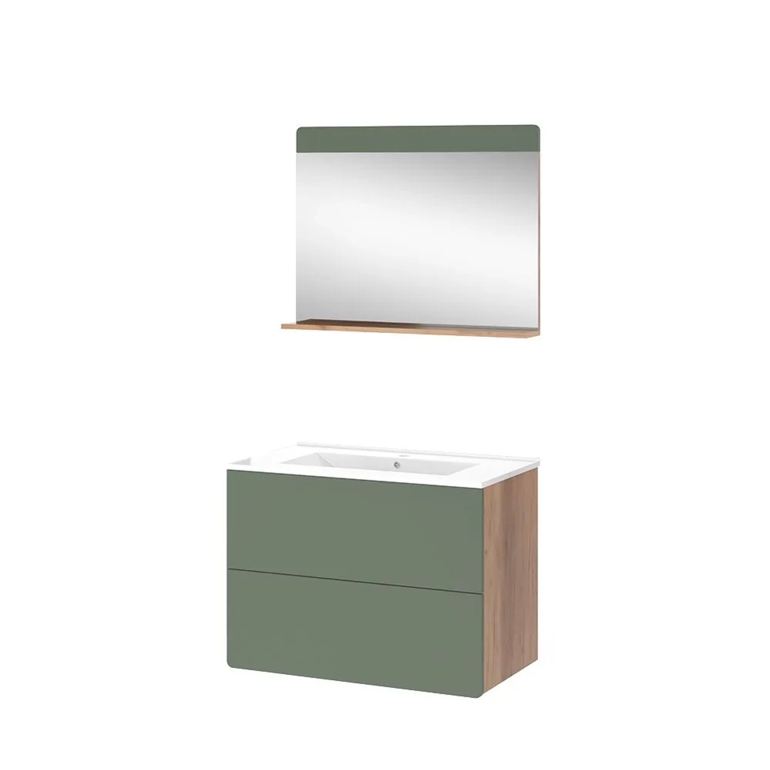 Vicco Badmöbel-Set Izan Goldkraft Eiche/Grün 80 x 59 3-teilig
