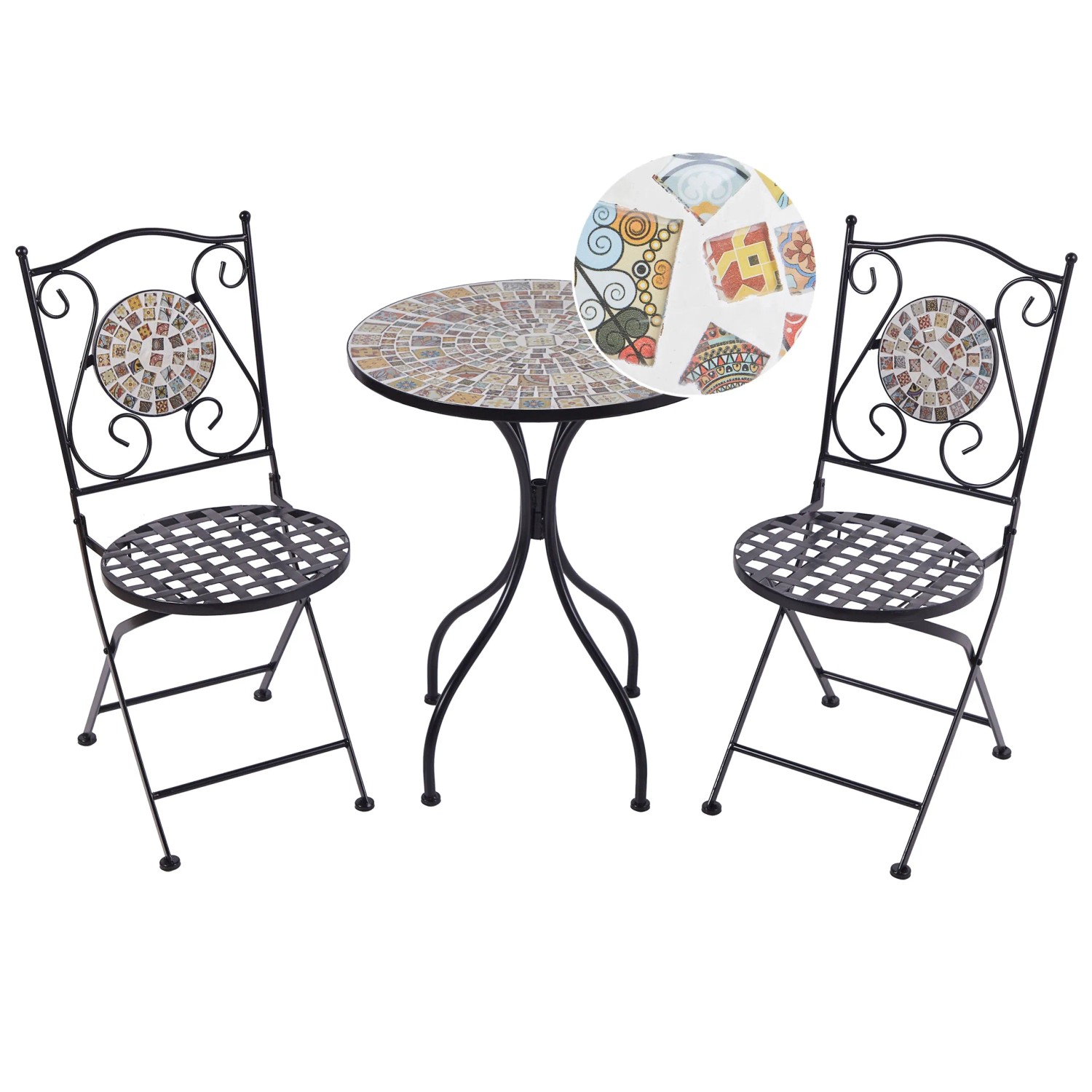 Beliani Bistro Set CASARIO Schwarz Bunt