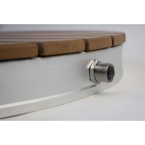 Summer Fun Gartendusche Shower UP mit runder Teak-Platte (Ø 74 cm) und Anschluss.