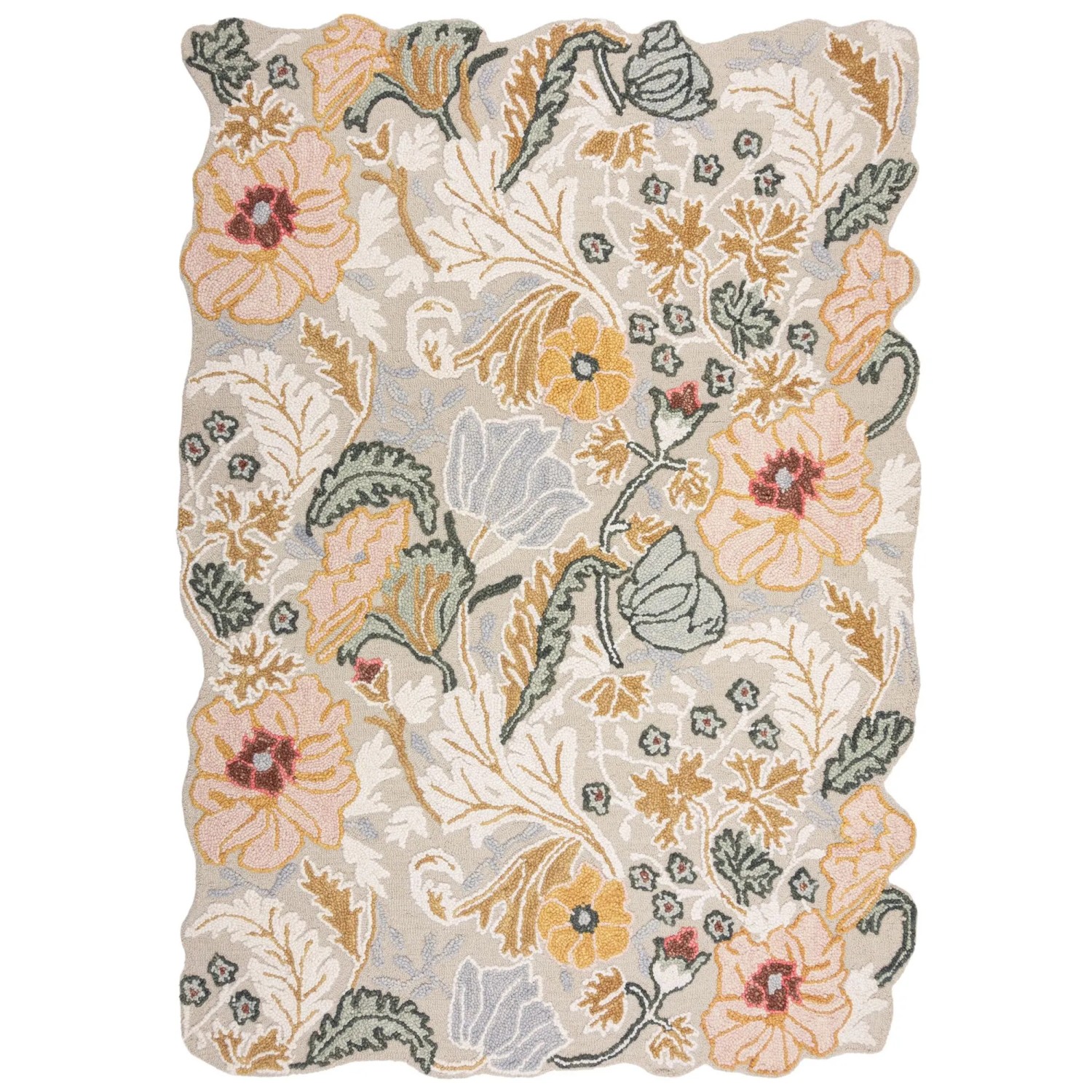 Flair Rugs Wollteppich Daphne Shaped Floral 160 cm x 230 cm Mehrfarbig