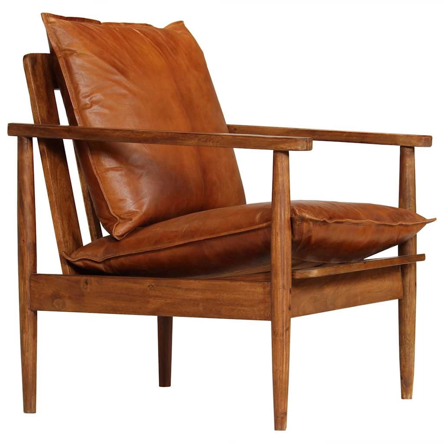 vidaXL Sessel Braun Echtleder mit Akazienholz 246480