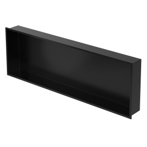 Schwarze LuxeBath Wandnische aus Edelstahl, 90x30x10 cm, für Dusche & Bad.