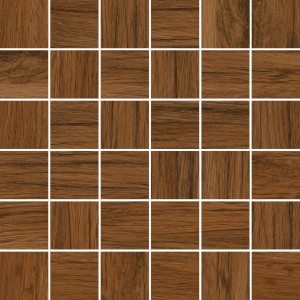 Mosaikfliese Oak Honey, 30x30 cm, in Holzoptik. Quadratische Feinsteinzeugfliesen für Wand und Boden.