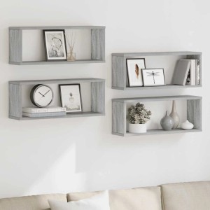 vidaXL Würfelregale 4 Stk Grau Sonoma 60x15x23 cm Holzwerkstoff 815928