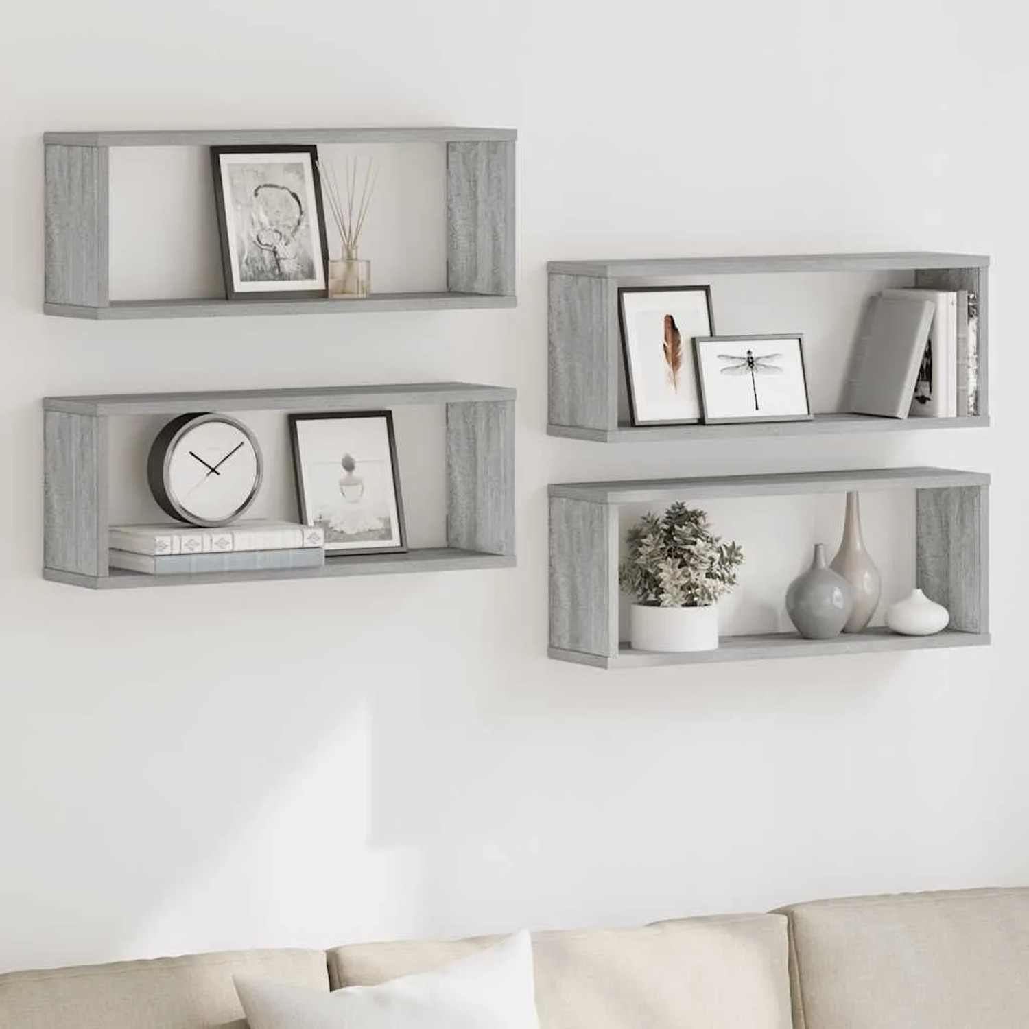 vidaXL Würfelregale 4 Stk Grau Sonoma 60x15x23 cm Holzwerkstoff 815928_3