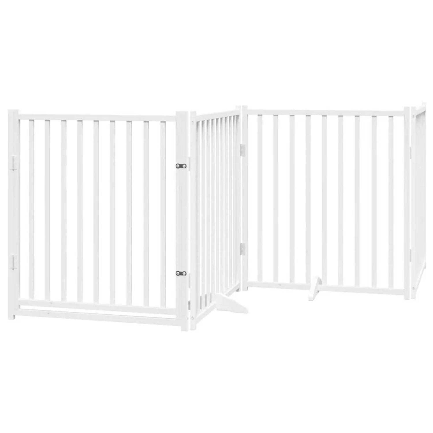 vidaXL 4 Tlg Hundetor mit Tür Faltbar Weiß 320 cm Massivholz Tanne 352283