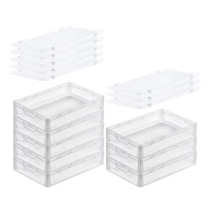 PROREGAL SuperSparSet: 8 transparente Euroboxen LightLine mit Deckel, 24 Liter, für Lagerung und Transport.