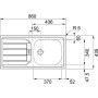 Skizze Spüle für Küchenzeile Mailand, Maße: 860x435mm, Einbauküche.