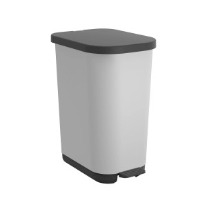 Rotho Treteimer Ribo IML, 35 l, silber matt. Mülleimer mit Pedal.