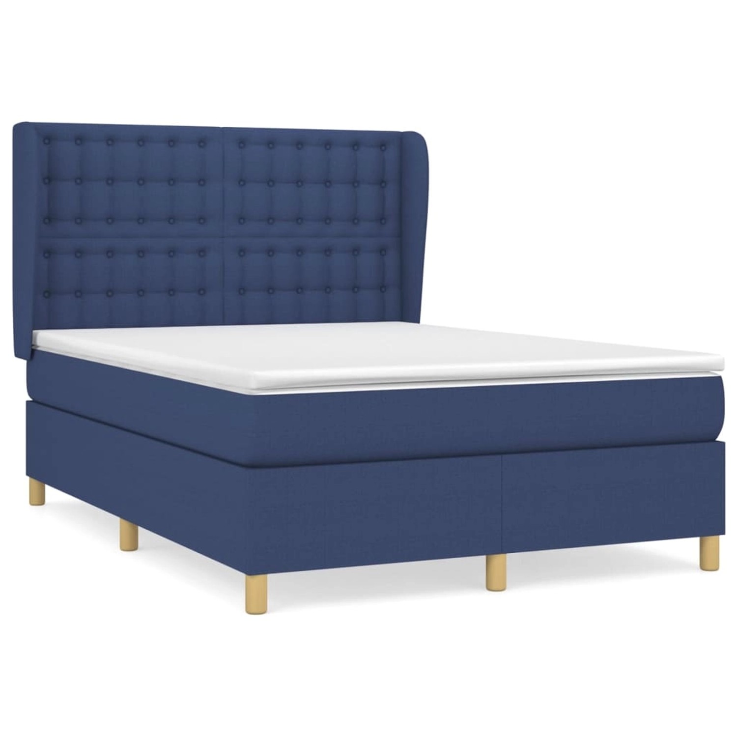 vidaXL Boxspringbett mit Matratze Blau 140x200 cm Stoff1372676 günstig online kaufen