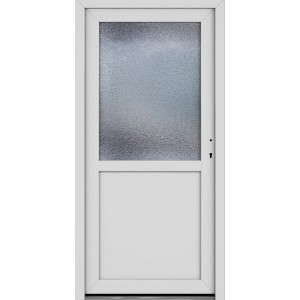 Weiße Roro Nebeneingangstür OKE 1155 aus Kunststoff mit Ornamentglas