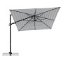 Doppler Ampelschirm myZone AX, 320x240 cm, Blockstreifen blau-grau. Rechteckiger Sonnenschirm mit Kurbel.