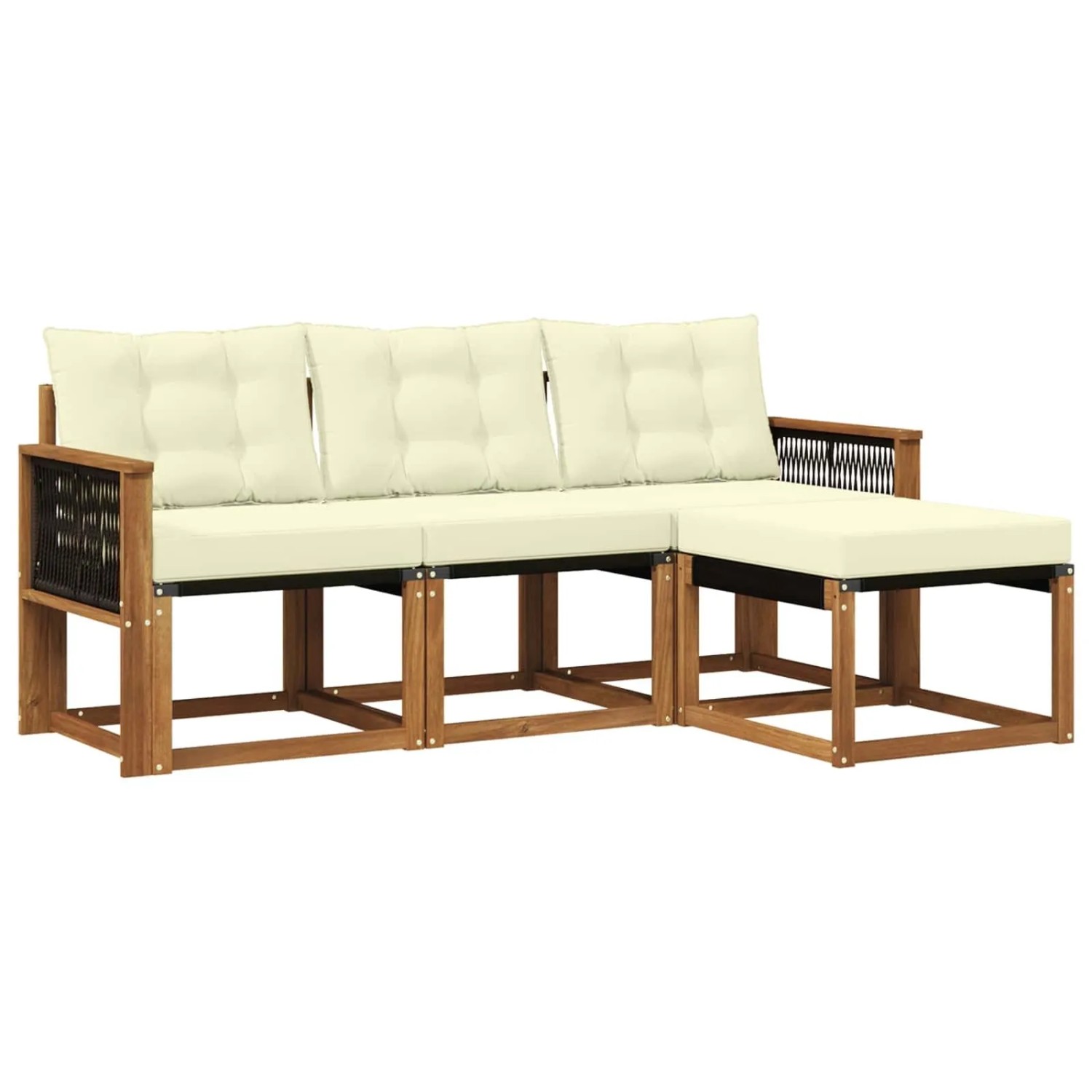 vidaXL Outdoor-Sofagarnitur mit Kissen 4 Stk Natur und Creme 3381870