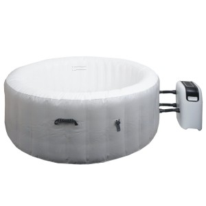 Aufblasbarer, grau-weißer MCW Whirlpool N97 für 4 Personen mit Heizung und digitalem Bedienfeld.