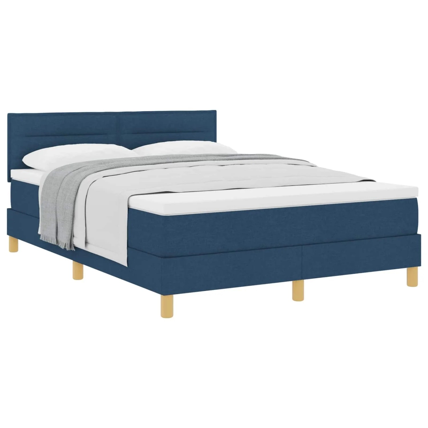 vidaXL Boxspringbett mit Matratze mit Kopfteil Blau 160 x 200 cm Stoff 3338859