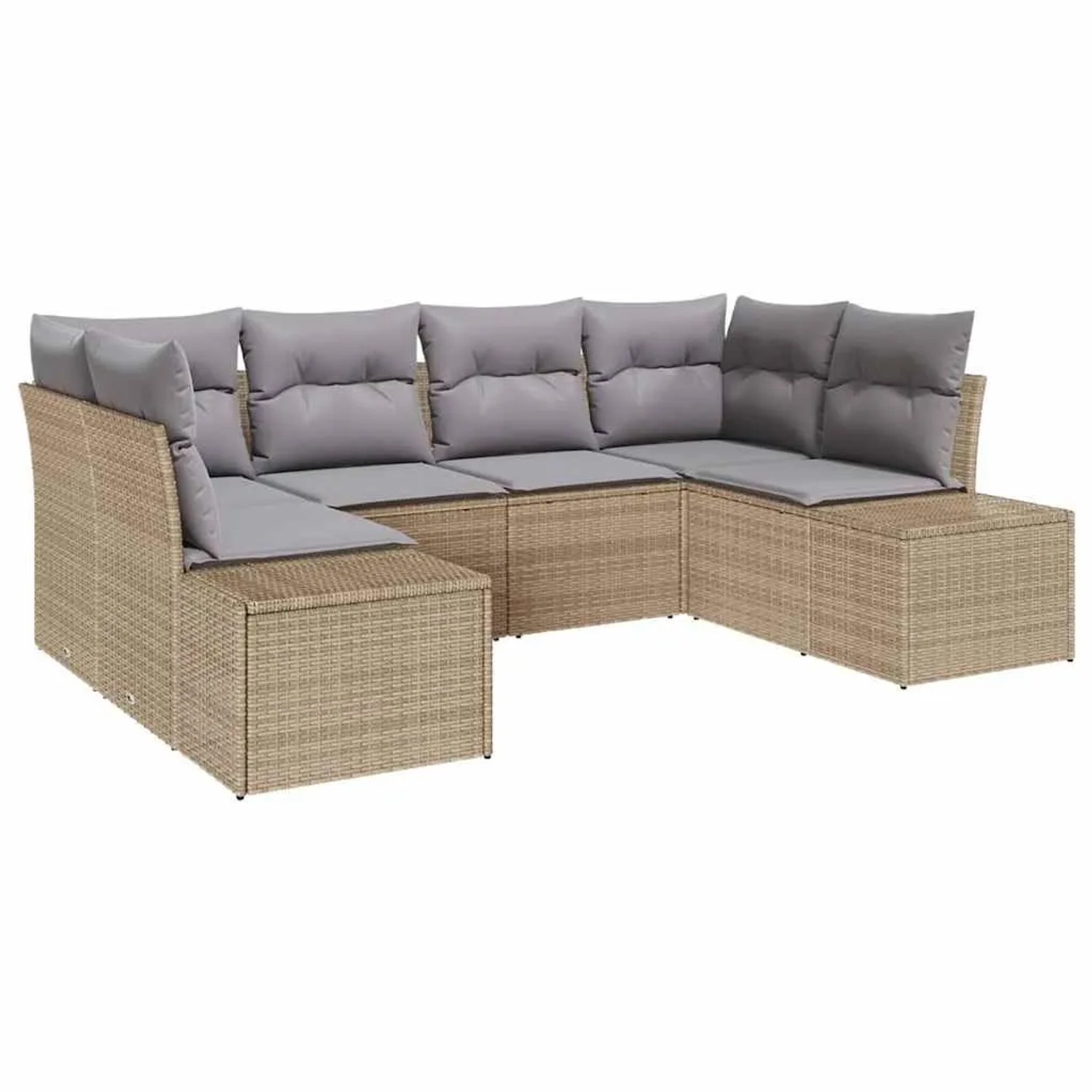 vidaXL Gartensofa-Set 6 Stk Beige und Hellgrau Poly Rattan 3355869