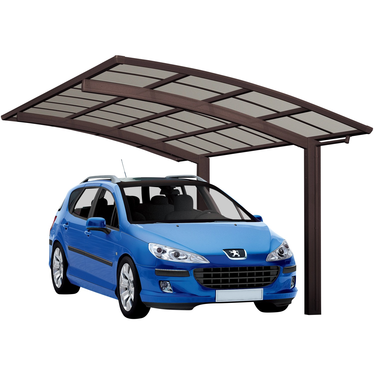 Ximax Alu Carport Portoforte Typ 80 Mattbraun XL 301 x 495 cm Sonderfertigung