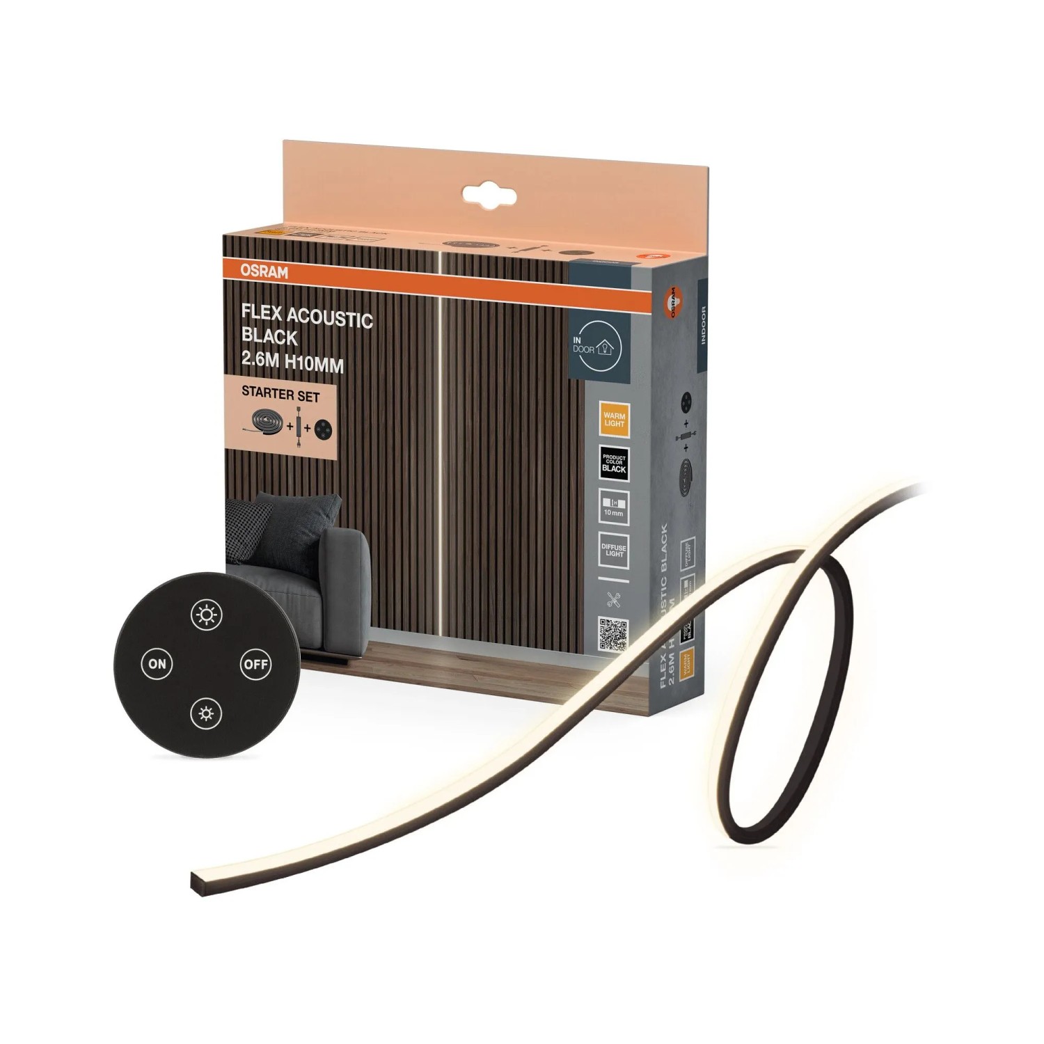 Osram LED Streifen Acoustic Mattschwarz 2,6 m