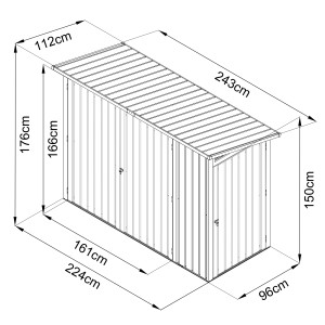 Floraworld Multifunktionsunterstand 3-in-1 mit Seitentür 243 x 112 x 176 cm