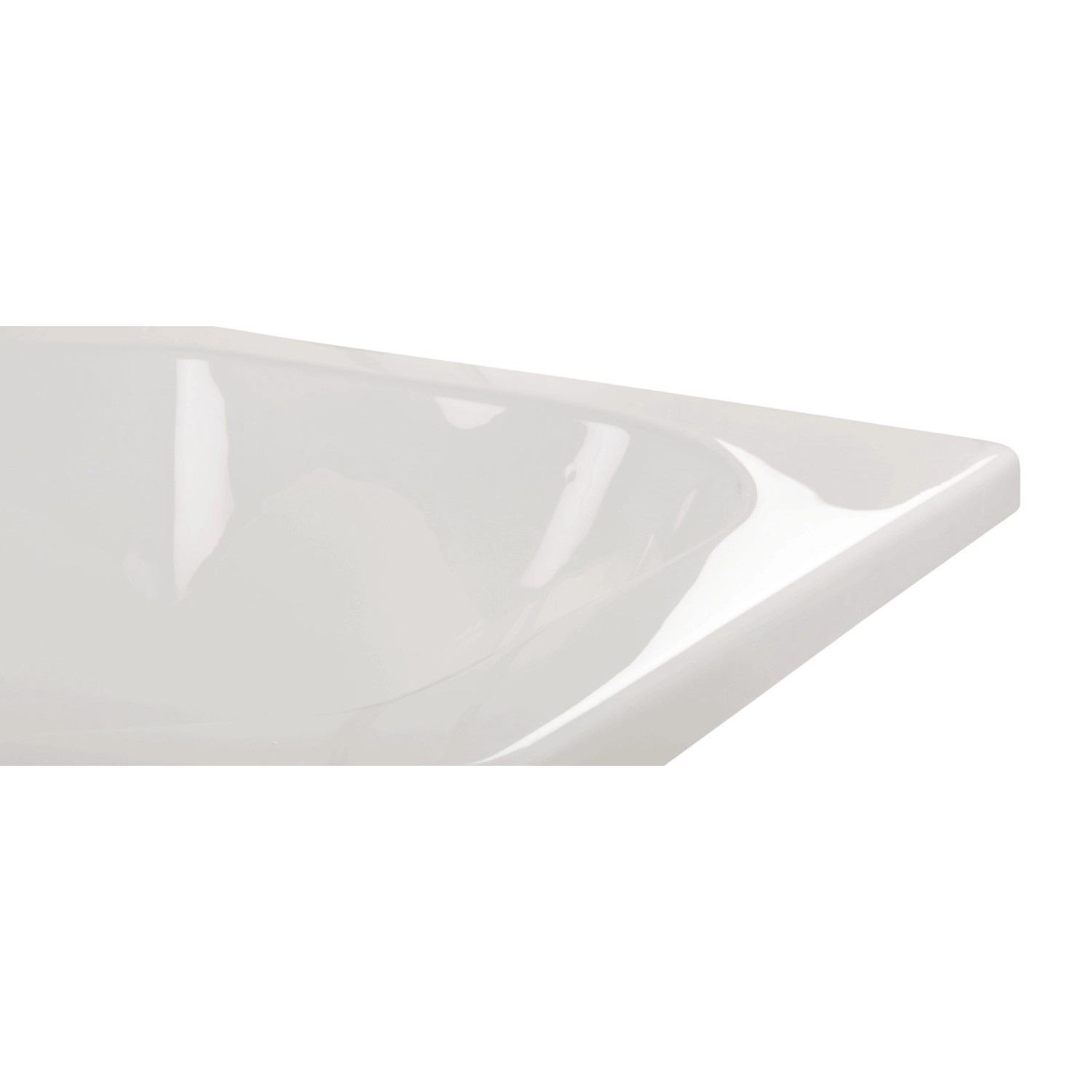 Detailaufnahme der Calmwaters Sechseck-Badewanne Exclusive aus Acryl, weiße Duowanne.