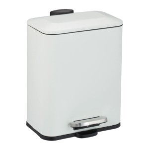 Relaxdays Bad Mülleimer Metall Weiß Softclose 5 l 29 cm x 23 cm x 20 cm 1 kg