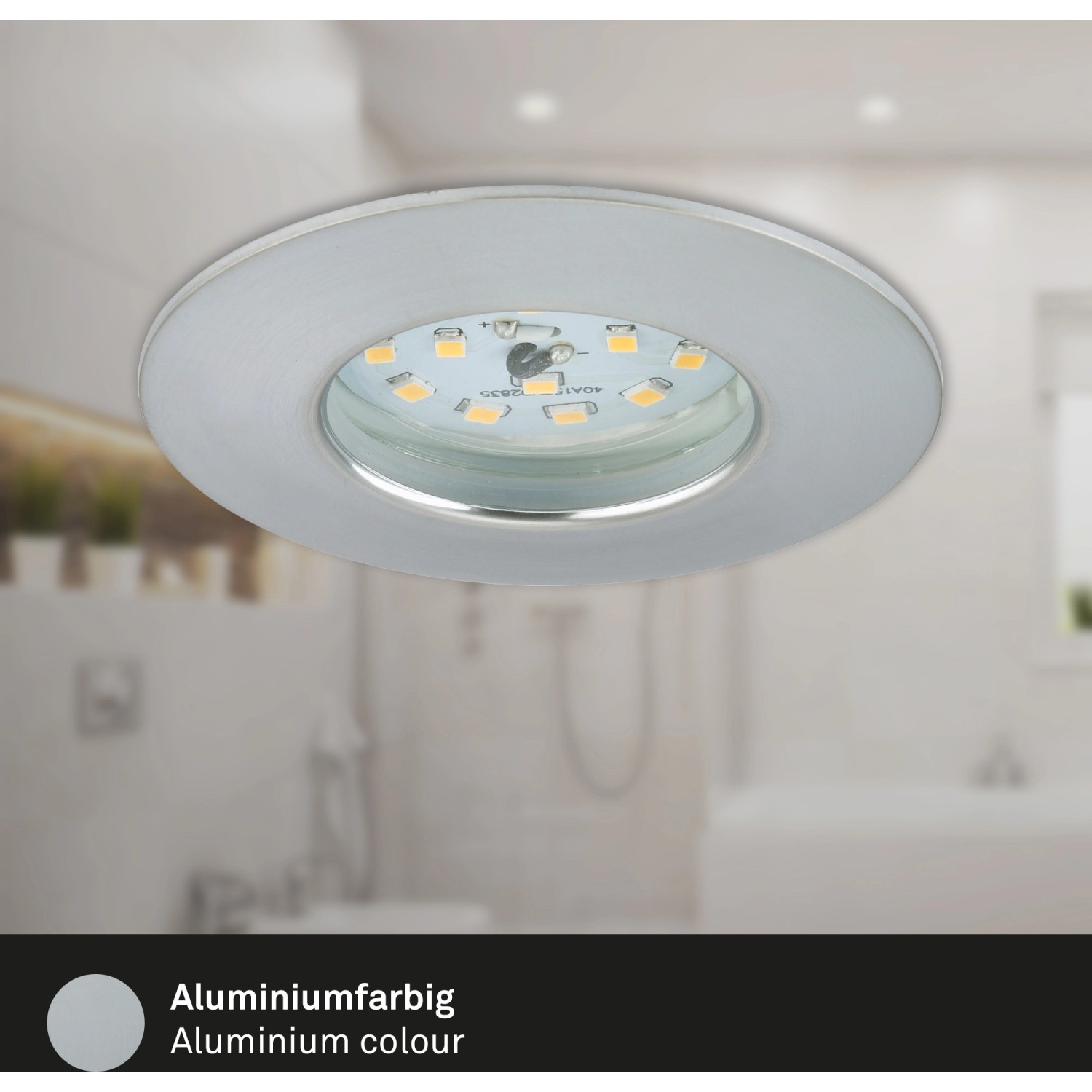 Briloner LED-Einbauleuchte Attach, 3er-Set, Alu, für Bad geeignet.